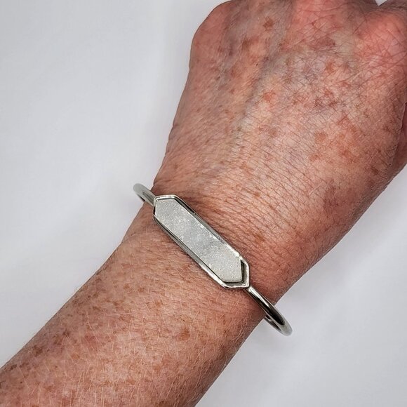 Kinsley Armelle Silver-Tone Quartz Druzy Cuff Bracelet - Picture 6 of 6